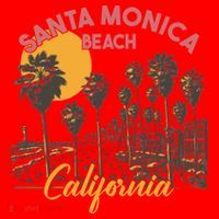 Santa Monica Beach California Summer Sunset Retro Santa Hat thumb 1