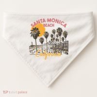 Santa Monica Beach California Summer Sunset Retro USA-Made Doggie Bandana thumb 0