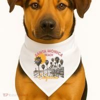 Santa Monica Beach California Summer Sunset Retro USA-Made Doggie Bandana thumb 1