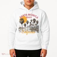 Santa Monica Beach California Summer Sunset Retro Hoodie thumb 2