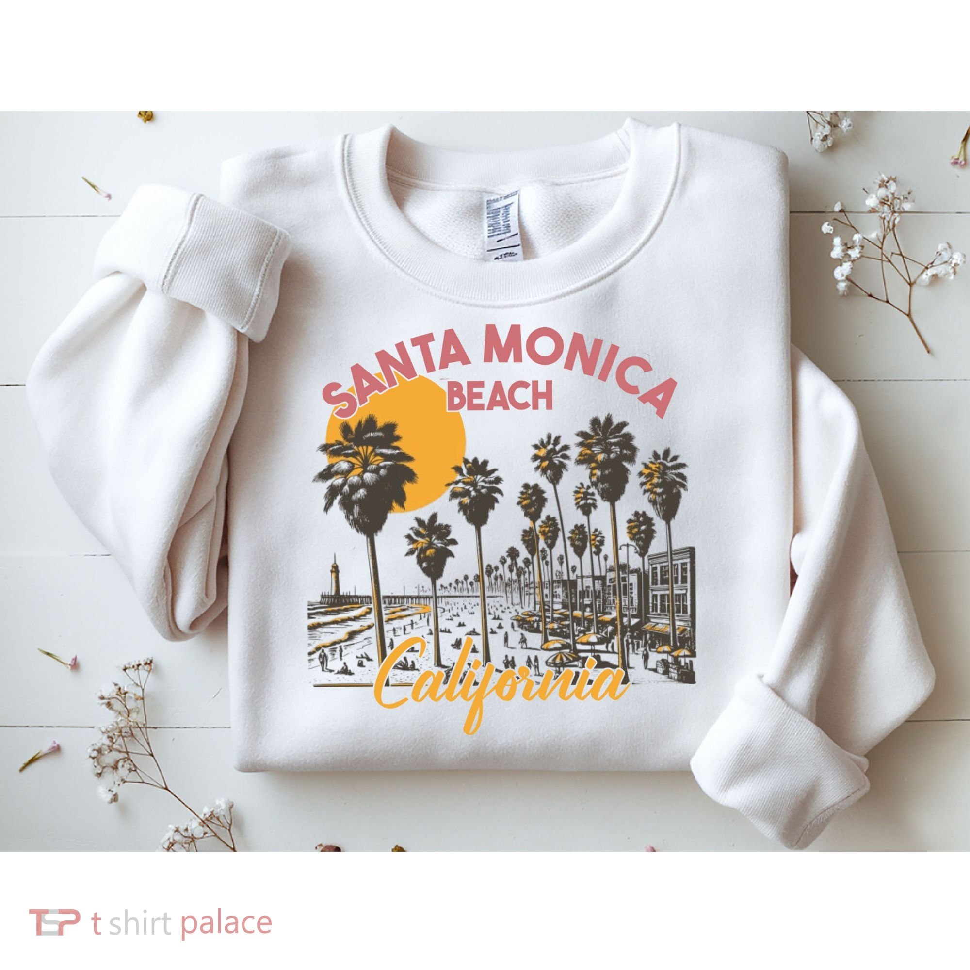 Santa Monica Beach California Summer Sunset Retro Sweatshirt