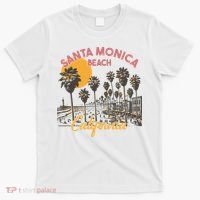 Santa Monica Beach California Summer Sunset Retro T-Shirt thumb 0