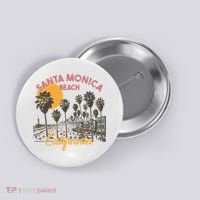 Santa Monica Beach California Summer Sunset Retro Button thumb 0