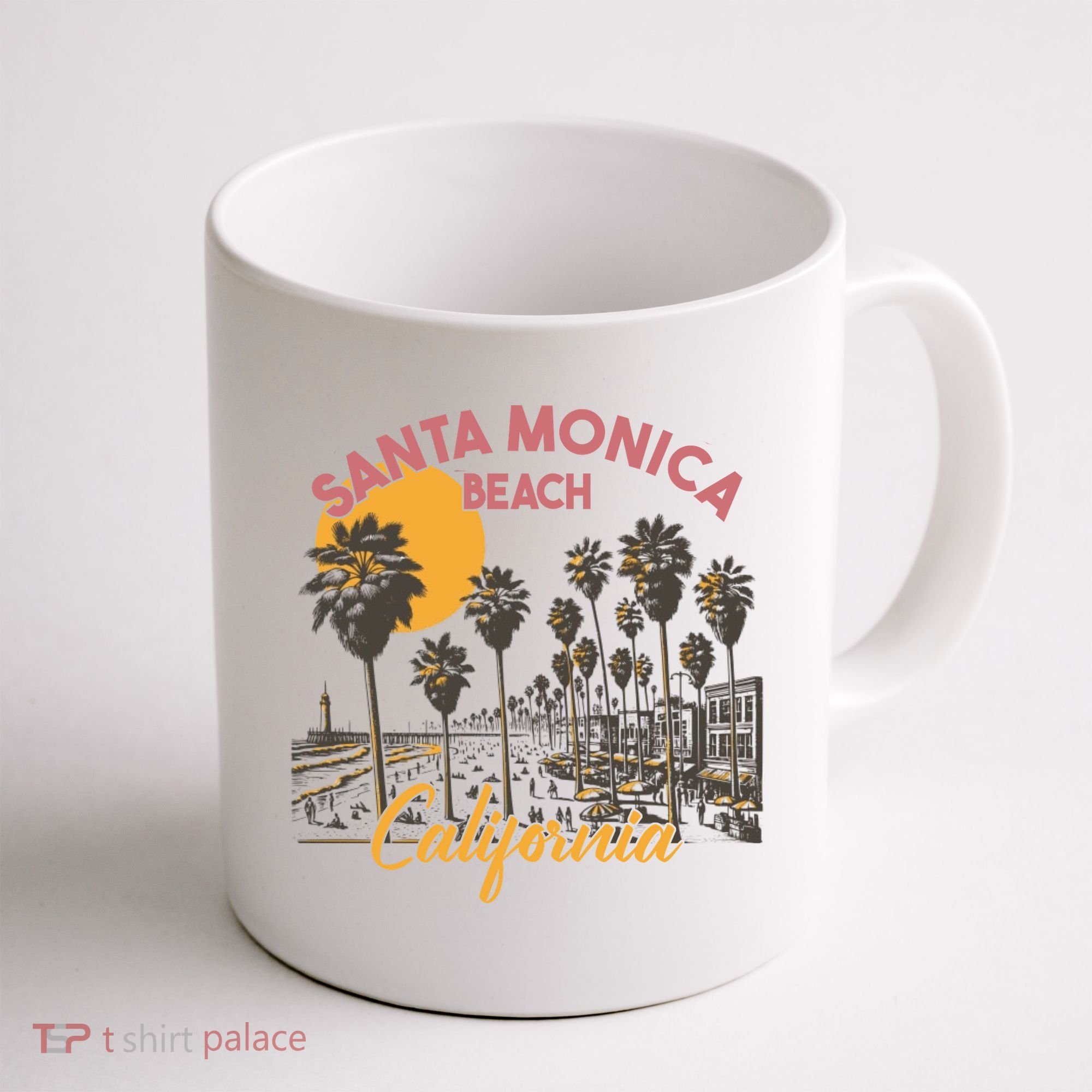 Santa Monica Beach California Summer Sunset Retro Coffee Mug