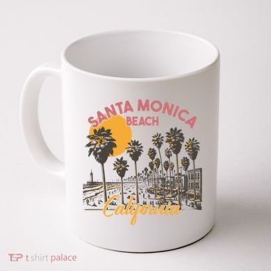 Santa Monica Beach California Summer Sunset Retro Coffee Mug