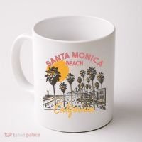 Santa Monica Beach California Summer Sunset Retro Coffee Mug thumb 0