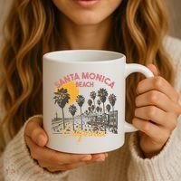 Santa Monica Beach California Summer Sunset Retro Coffee Mug thumb 3