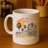 Santa Monica Beach California Summer Sunset Retro Coffee Mug thumb 4