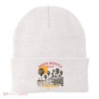 Santa Monica Beach California Summer Sunset Retro Beanie thumb 0