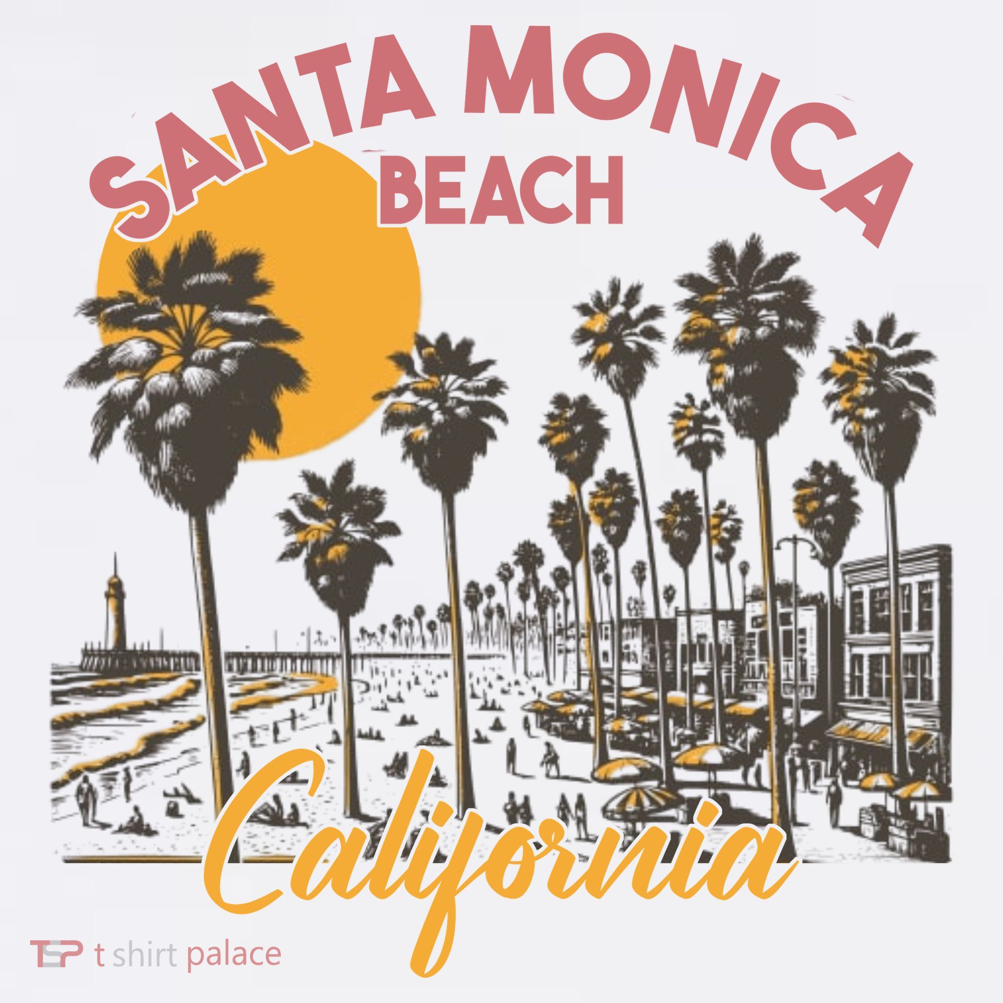 Santa Monica Beach California Summer Sunset Retro Women's Hoodie