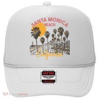 Santa Monica Beach California Summer Sunset Retro Hat thumb 0