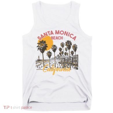 Santa Monica Beach California Summer Sunset Retro Tank Top