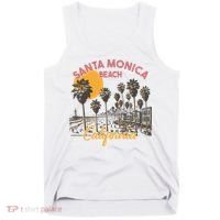 Santa Monica Beach California Summer Sunset Retro Tank Top thumb 0