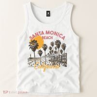 Santa Monica Beach California Summer Sunset Retro Tank Top thumb 2