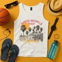 Santa Monica Beach California Summer Sunset Retro Tank Top thumb 4