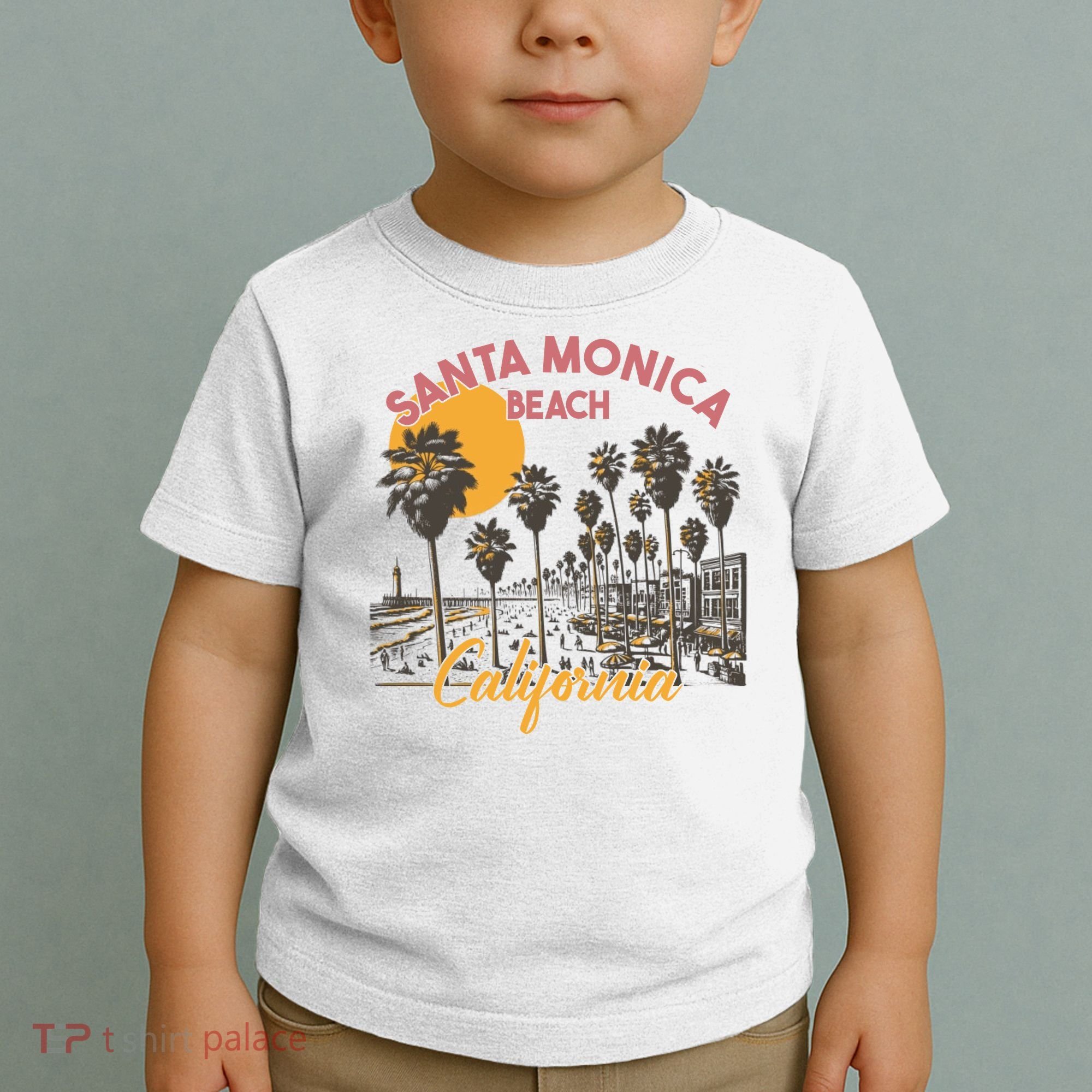 Santa Monica Beach California Summer Sunset Retro Toddler T-Shirt