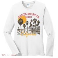 Santa Monica Beach California Summer Sunset Retro Women's Long Sleeve Shirt thumb 0