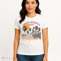 Santa Monica Beach California Summer Sunset Retro Women's T-Shirt thumb 4