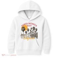 Santa Monica Beach California Summer Sunset Retro Kids Hoodie thumb 0