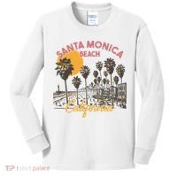 Santa Monica Beach California Summer Sunset Retro Kids Long Sleeve Shirt thumb 0