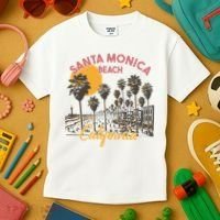 Santa Monica Beach California Summer Sunset Retro Kids T-Shirt thumb 3