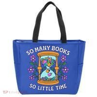 So Many Books Little Time Book With Flower Read Book Lovers Tote Bag thumb 0