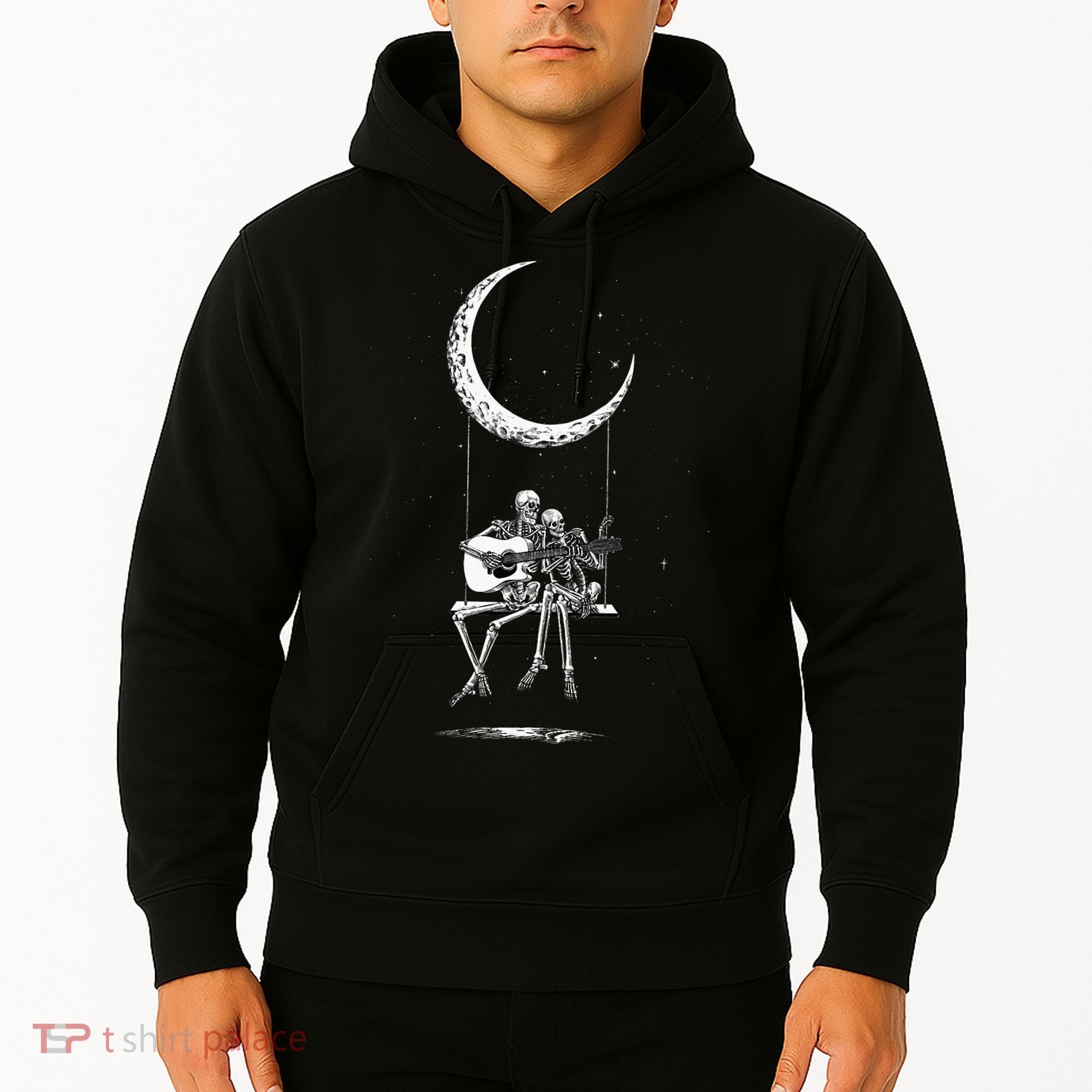Skeleton Moon Band Tees Rock And Roll Concert Graphic Tees Hoodie