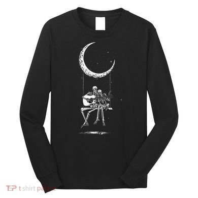 Skeleton Moon Band Tees Rock And Roll Concert Graphic Tees Long Sleeve Shirt