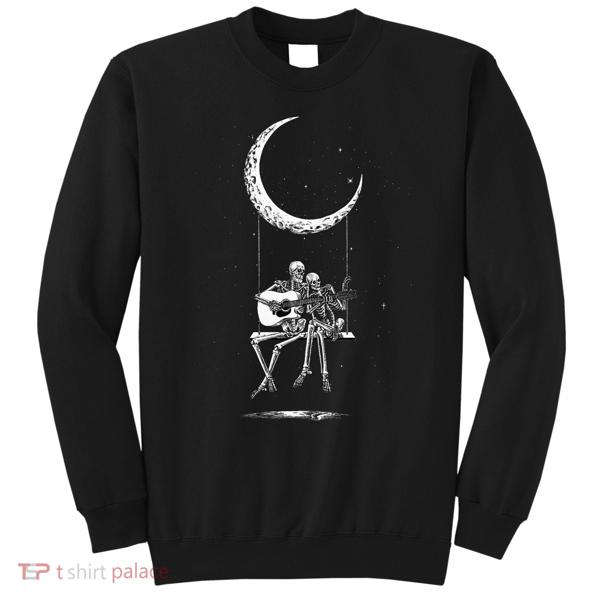 Skeleton Moon Band Tees Rock And Roll Concert Graphic Tees Sweatshirt