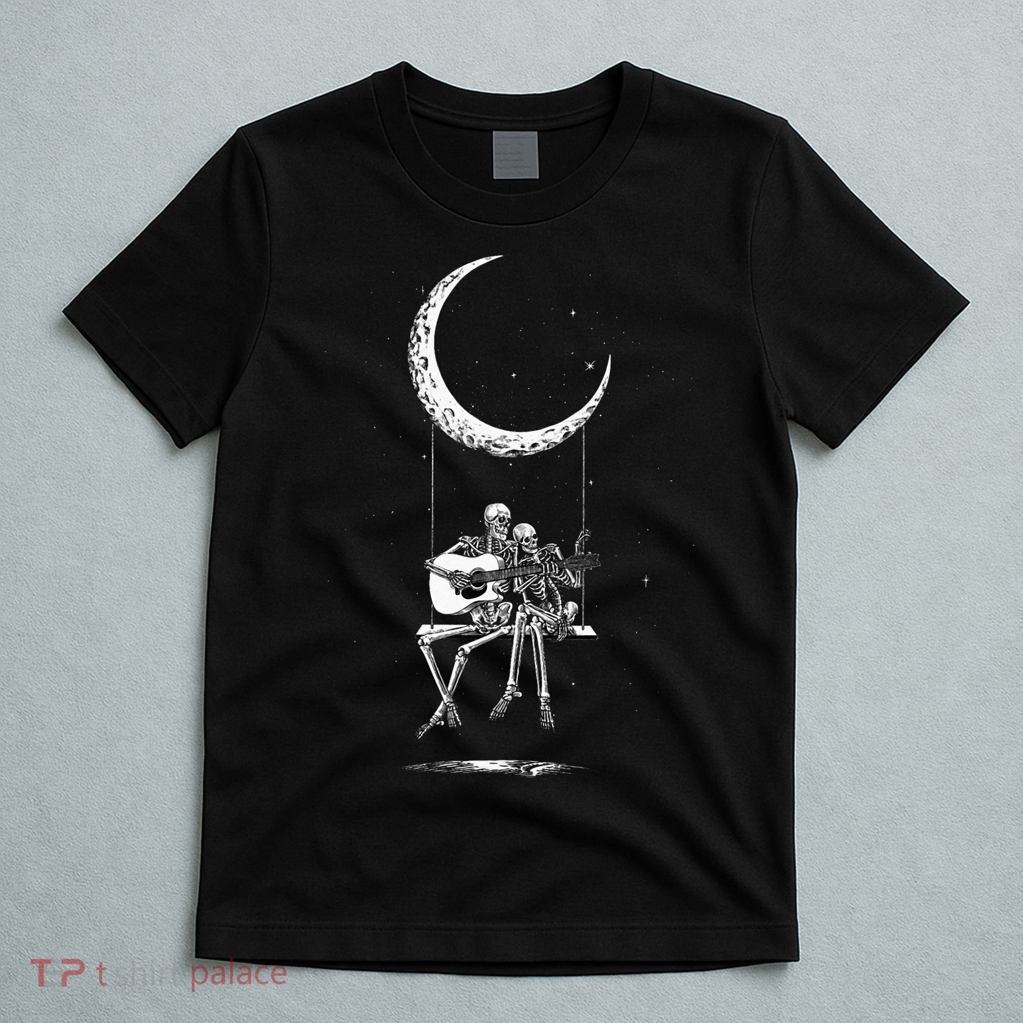 Skeleton Moon Band Tees Rock And Roll Concert Graphic Tees T-Shirt