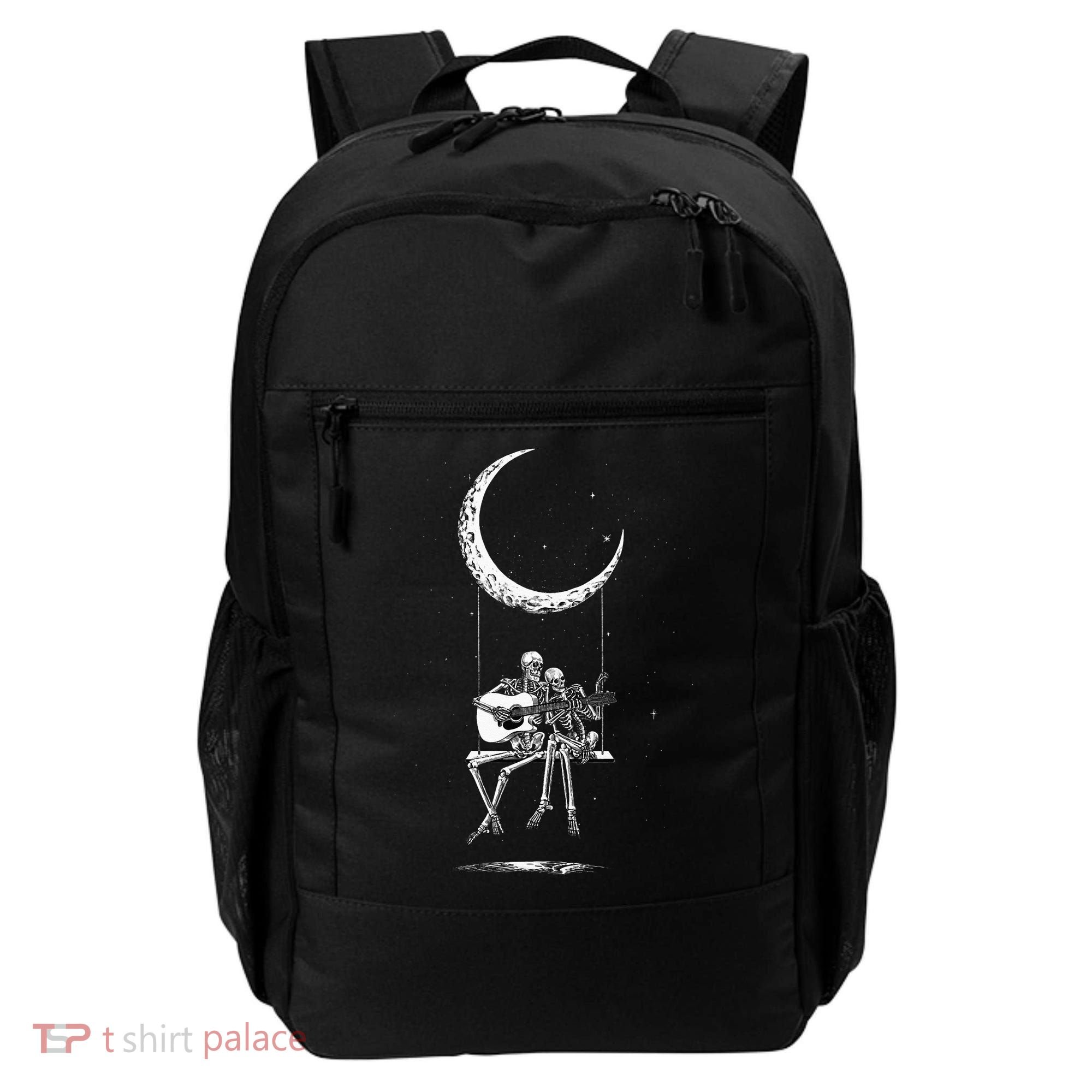 Skeleton Moon Band Tees Rock And Roll Concert Graphic Tees Backpack