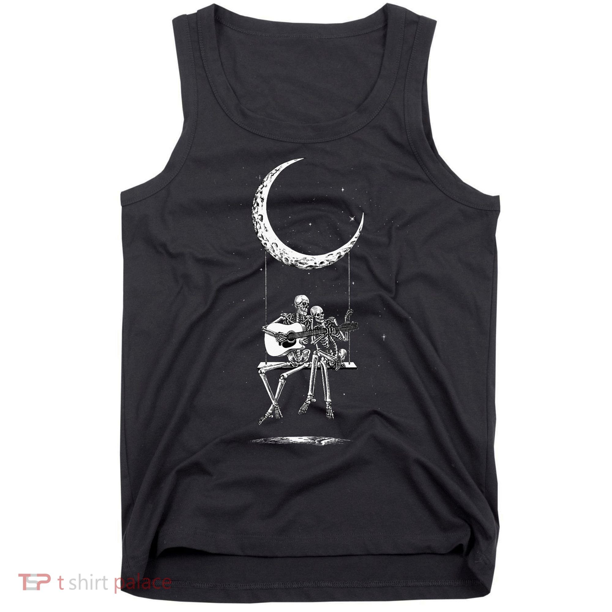 Skeleton Moon Band Tees Rock And Roll Concert Graphic Tees Tank Top