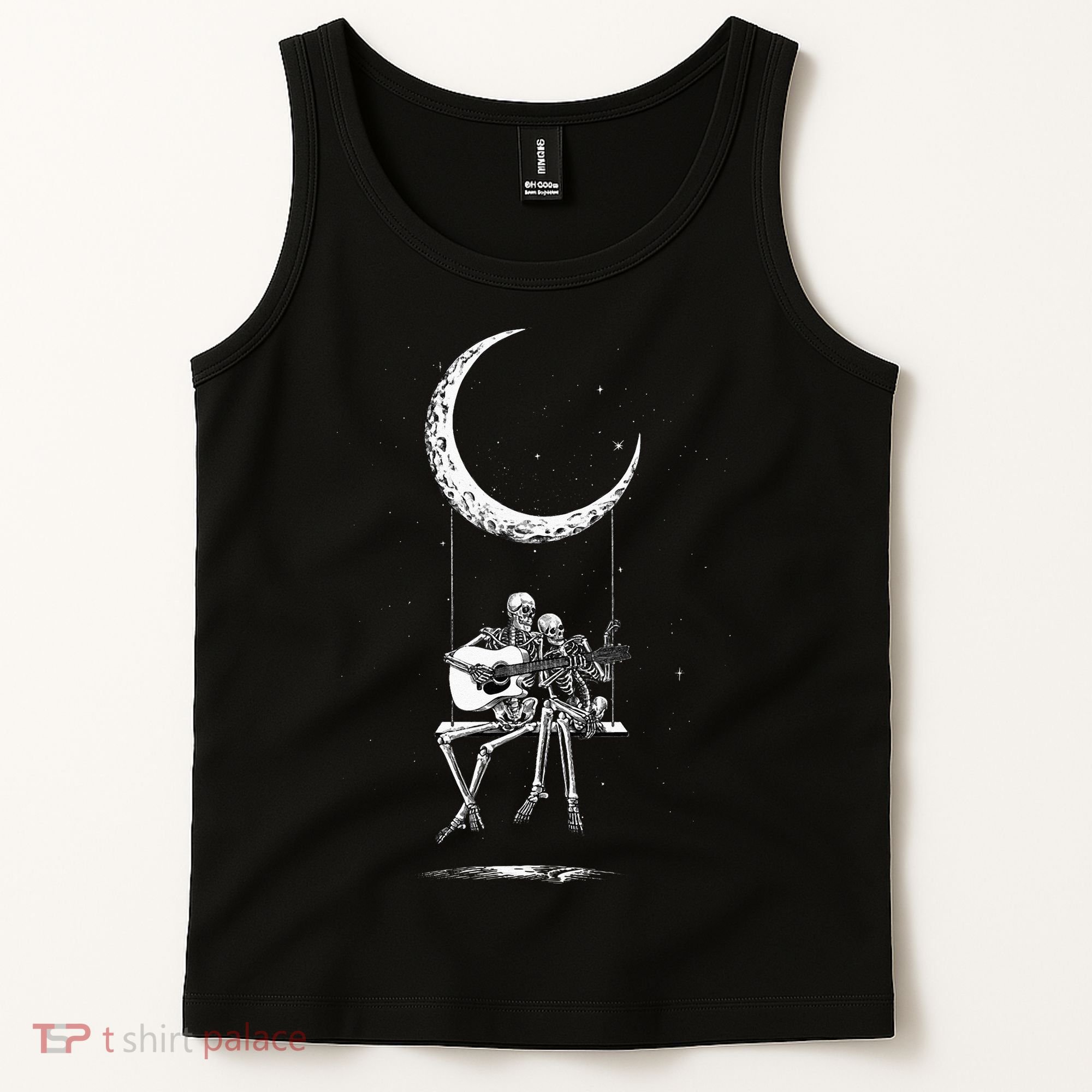 Skeleton Moon Band Tees Rock And Roll Concert Graphic Tees Tank Top