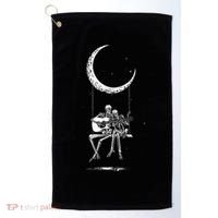 Skeleton Moon Band Tees Rock And Roll Concert Graphic Tees Golf Towel thumb 0