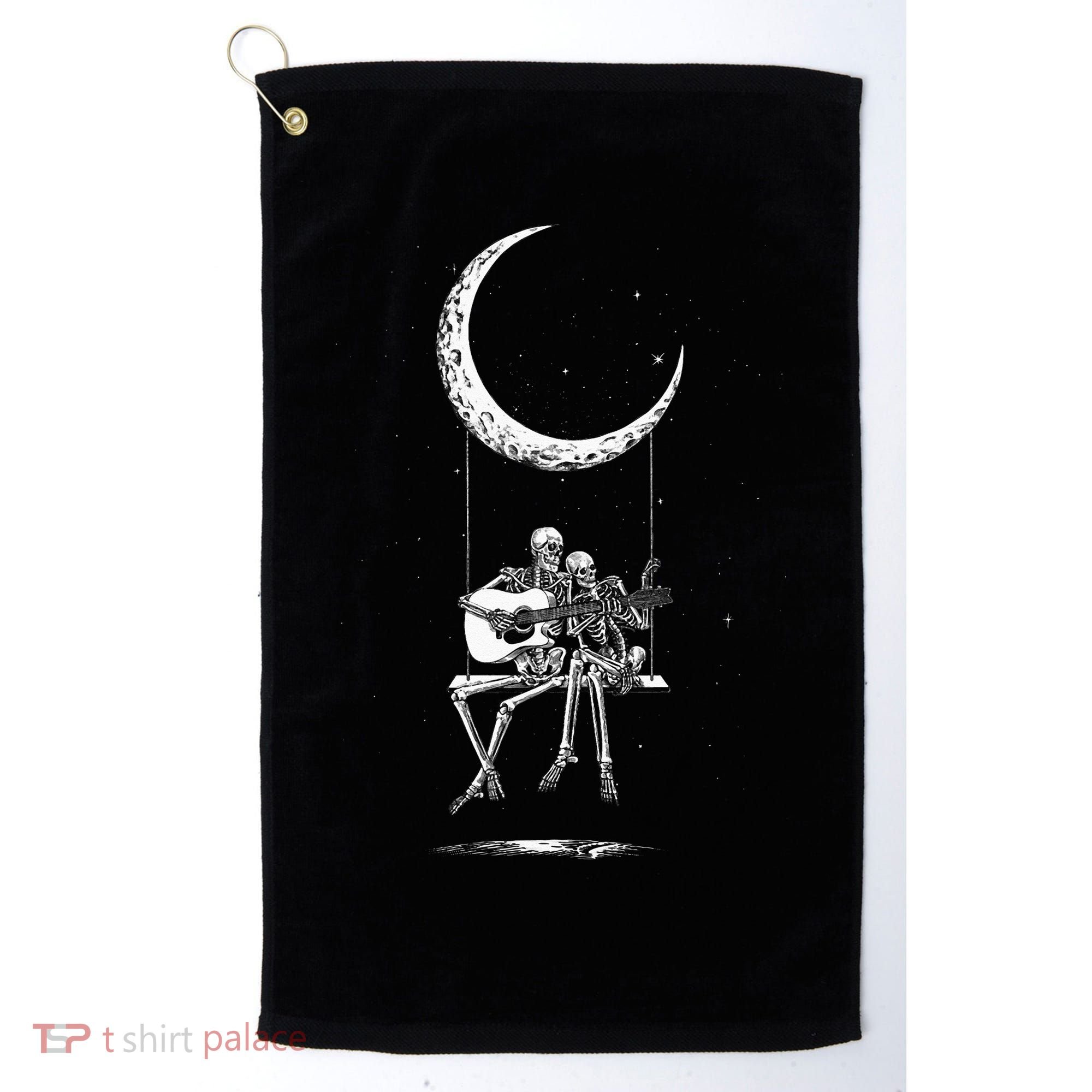 Skeleton Moon Band Tees Rock And Roll Concert Graphic Tees Golf Towel