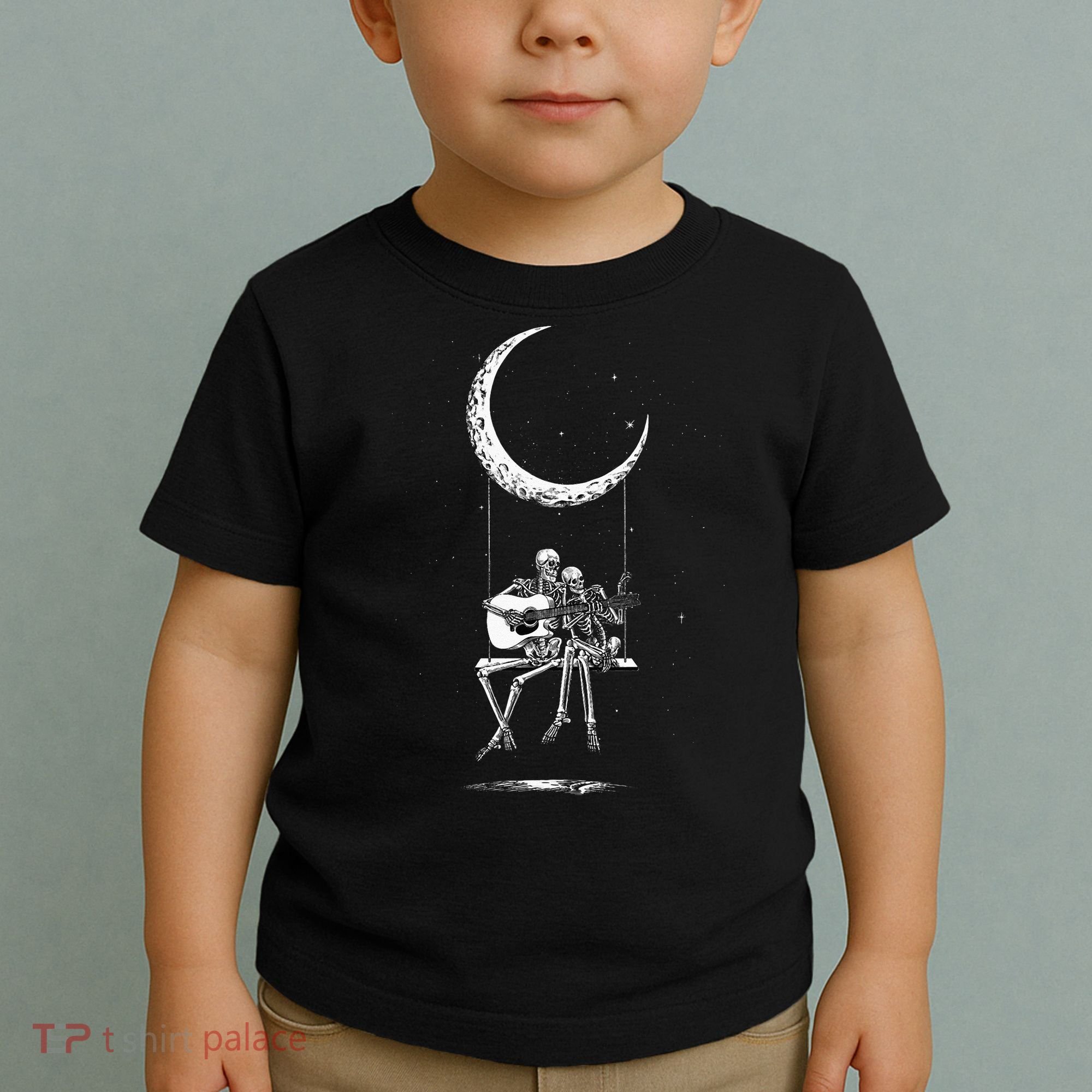 Skeleton Moon Band Tees Rock And Roll Concert Graphic Tees Toddler T-Shirt