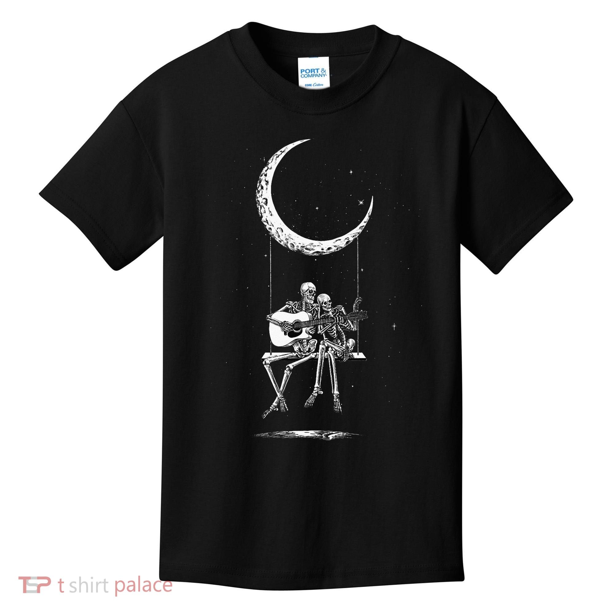 Skeleton Moon Band Tees Rock And Roll Concert Graphic Tees Kids T-Shirt