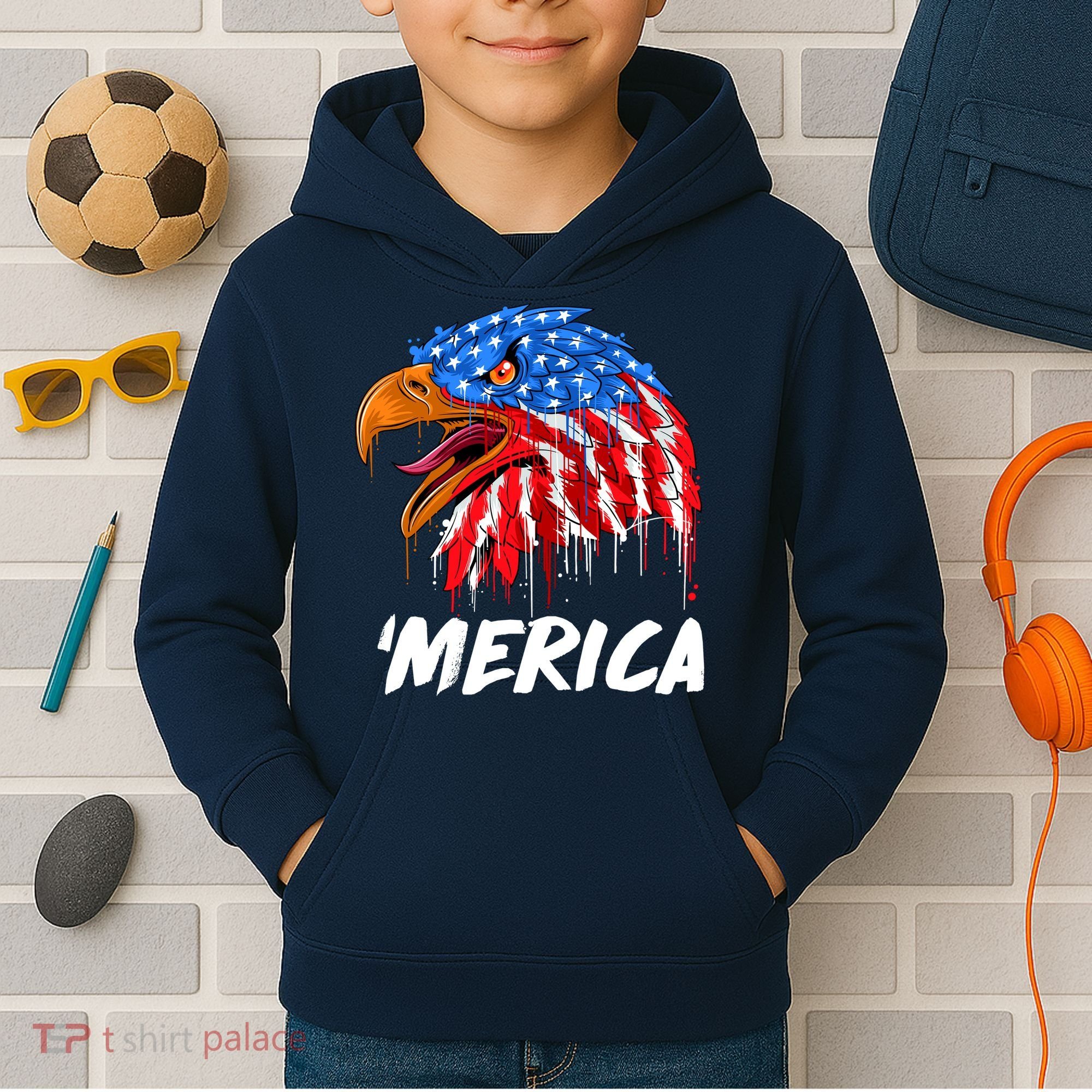 Sweet Merica Ball Eagle Kids Hoodie