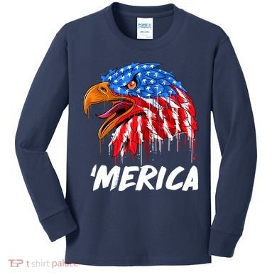 Sweet Merica Ball Eagle Kids Long Sleeve Shirt