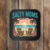 Salty Moms Beach Club Just Here For The Sun And Fun Beach Summer Matching Team Coaster thumb 0