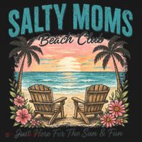 Salty Moms Beach Club Just Here For The Sun And Fun Beach Summer Matching Team Coaster thumb 2