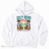 Salty Moms Beach Club Just Here For The Sun And Fun Beach Summer Matching Team Hoodie thumb 0