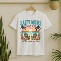 Salty Moms Beach Club Just Here For The Sun And Fun Beach Summer Matching Team T-Shirt thumb 2