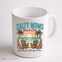 Salty Moms Beach Club Just Here For The Sun And Fun Beach Summer Matching Team Coffee Mug thumb 1