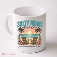 Salty Moms Beach Club Just Here For The Sun And Fun Beach Summer Matching Team Coffee Mug thumb 0
