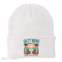 Salty Moms Beach Club Just Here For The Sun And Fun Beach Summer Matching Team Beanie thumb 0