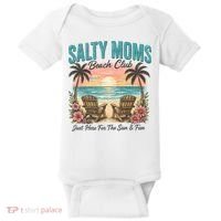 Salty Moms Beach Club Just Here For The Sun And Fun Beach Summer Matching Team Baby Bodysuit thumb 0