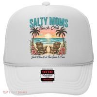 Salty Moms Beach Club Just Here For The Sun And Fun Beach Summer Matching Team Hat thumb 0