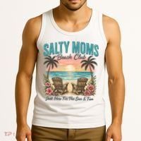 Salty Moms Beach Club Just Here For The Sun And Fun Beach Summer Matching Team Tank Top thumb 3