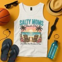 Salty Moms Beach Club Just Here For The Sun And Fun Beach Summer Matching Team Tank Top thumb 4